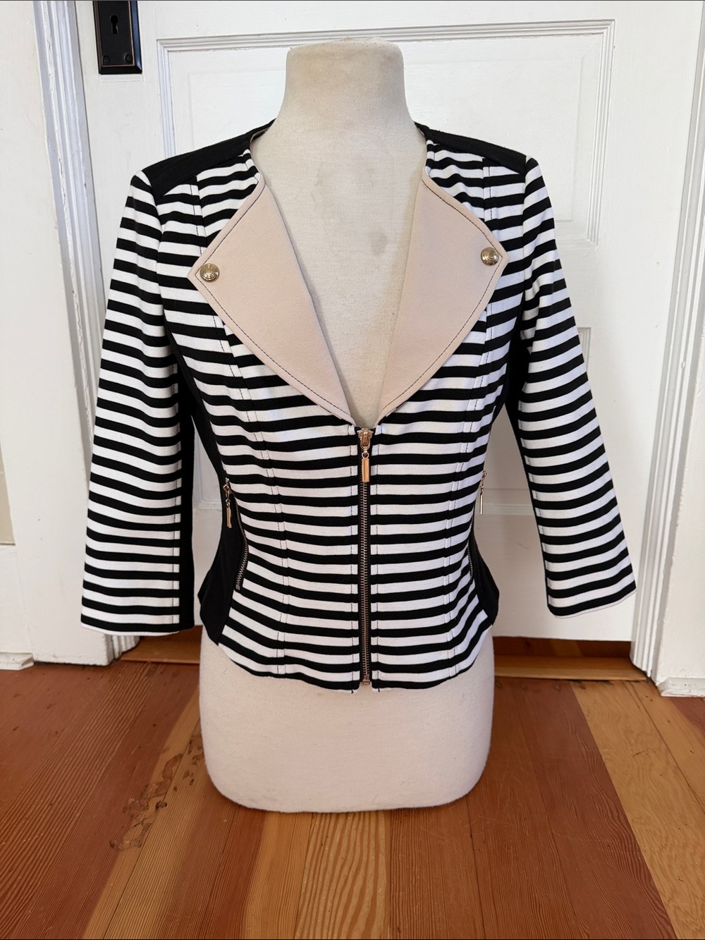 White House Black Market Stretch Knit Striped Jacket 4